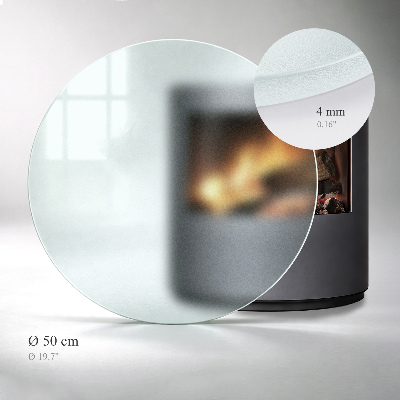 Circular translucent glass fireplace hearth pad