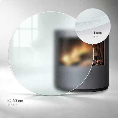 Circular translucent glass fireplace hearth pad