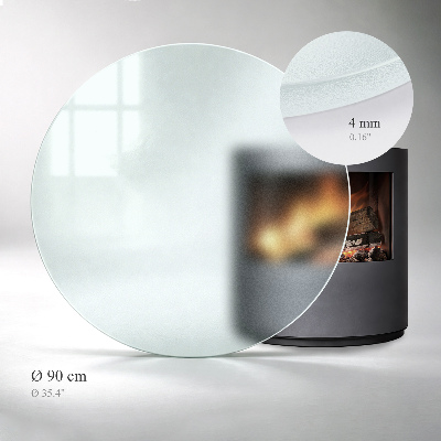Circular translucent glass fireplace hearth pad