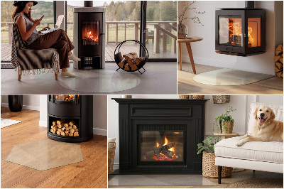 Circular fireplace base Translucent glass