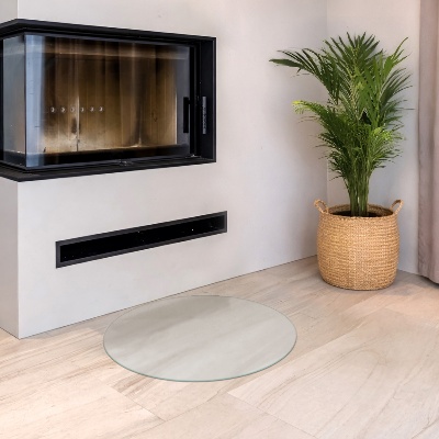 Circular fireplace base Translucent glass