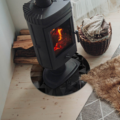 Glass hearth for stove round Three-dimensional geometry