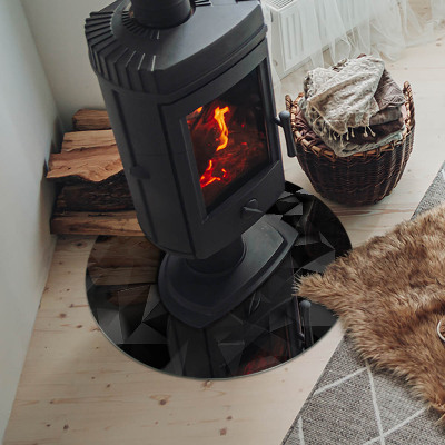 Glass hearth for stove round Three-dimensional geometry