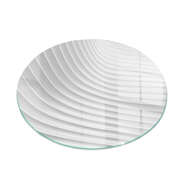 Glass hearth pad round Waves of delicate lines