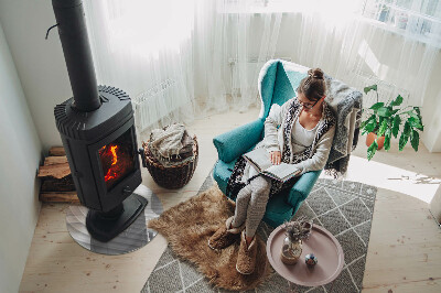Glass hearth pad round Waves of delicate lines