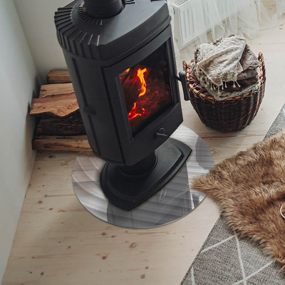 Glass hearth pad round Waves of delicate lines