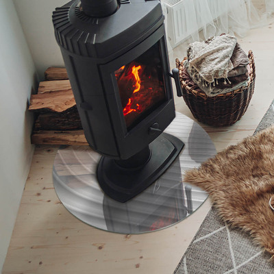 Glass hearth pad round Waves of delicate lines