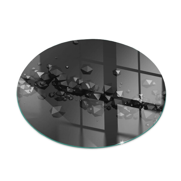 Glass hearth for stove round Abstract cloud of solids