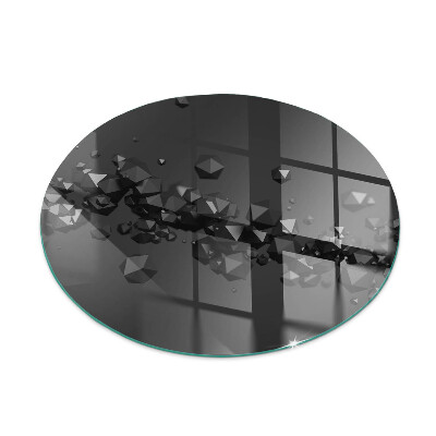 Glass hearth for stove round Abstract cloud of solids