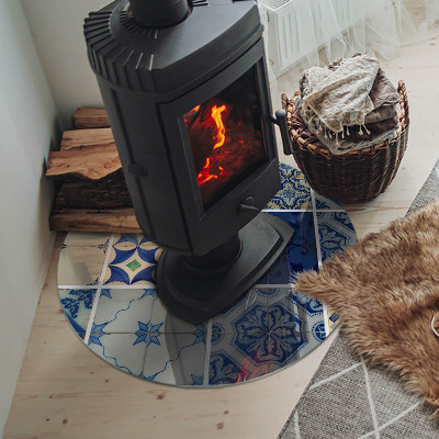 Glass hearth for stove round Ceramic tile patterns