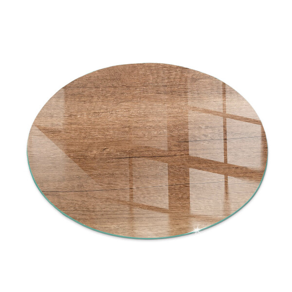 Glass hearth pad round Natural wood pattern