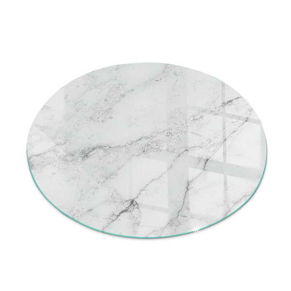 Glass hearth for stove round Marble pattern with veins