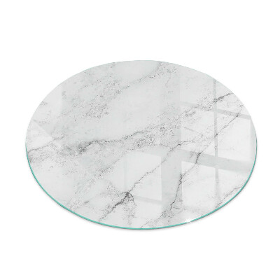 Glass hearth for stove round Marble pattern with veins