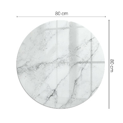 Glass hearth for stove round Marble pattern with veins
