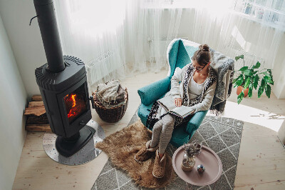 Glass hearth pad round Pattern with small shapes