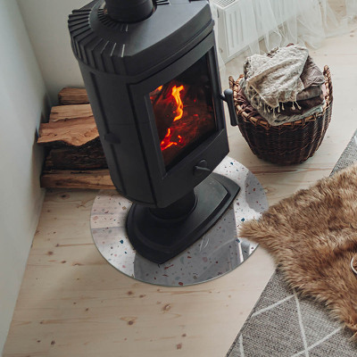 Glass hearth pad round Pattern with small shapes