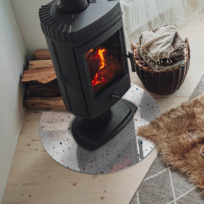 Glass hearth pad round Pattern with small shapes