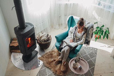 Glass hearth pad round Pattern with small shapes