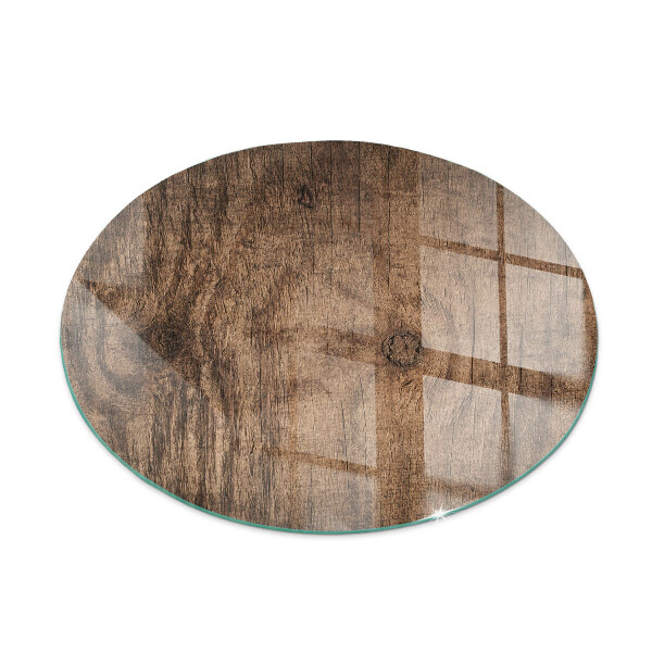 Glass hearth for stove round Natural wood pattern