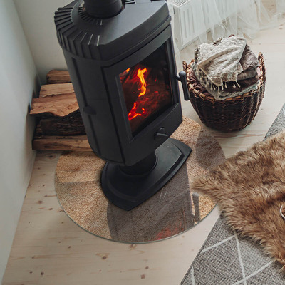 Glass hearth pad round Natural stone texture