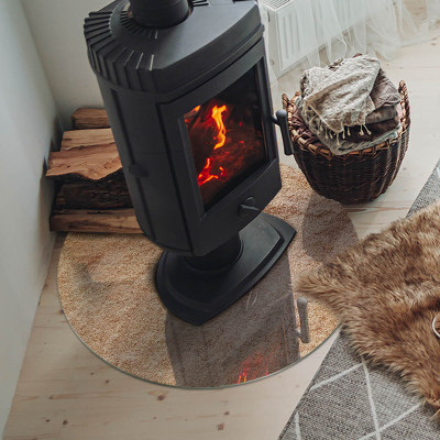 Glass hearth pad round Natural stone texture
