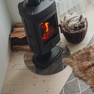 Glass hearth for stove round Pattern of perforated sheet metal