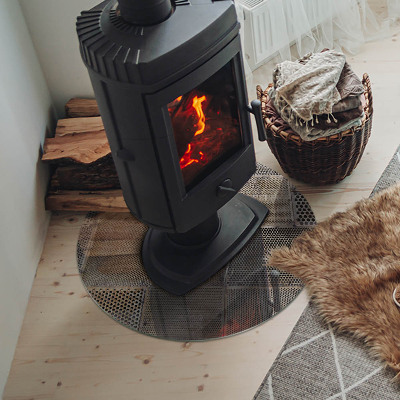 Glass hearth for stove round Pattern of perforated sheet metal