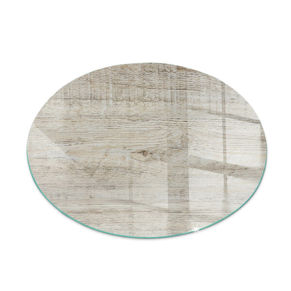 Glass hearth pad round Light wood texture