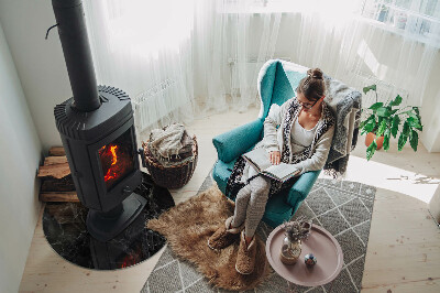 Glass hearth for stove round Elegant marble pattern