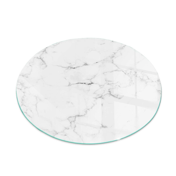 Glass hearth for stove round Marble pattern with veins