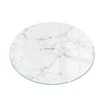 Glass hearth for stove round Marble pattern with veins