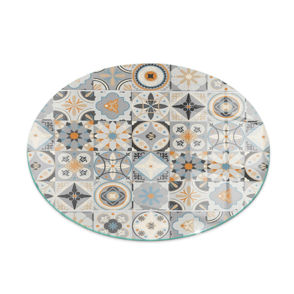 Glass hearth pad round Mosaic patterns in tiles
