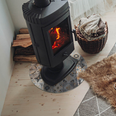 Glass hearth pad round Mosaic patterns in tiles