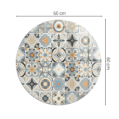 Glass hearth pad round Mosaic patterns in tiles