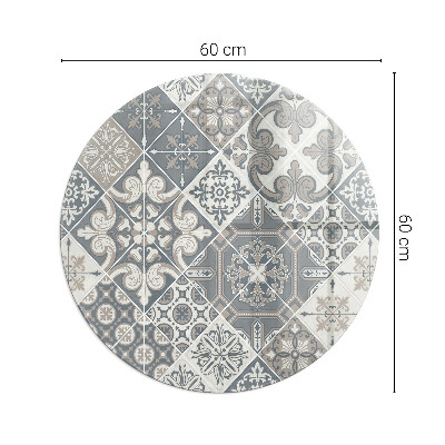 Glass hearth for stove round Decorative mosaic pattern