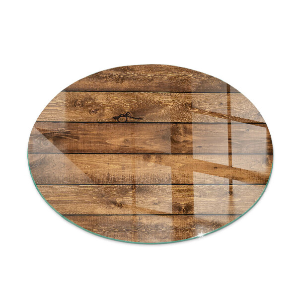 Glass hearth for stove round Wooden board with grain