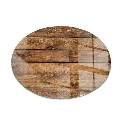 Glass hearth for stove round Wooden board with grain