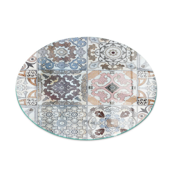 Glass hearth pad round Mosaic patterns in tiles