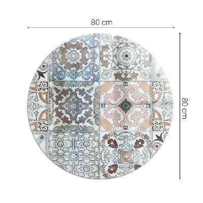 Glass hearth pad round Mosaic patterns in tiles