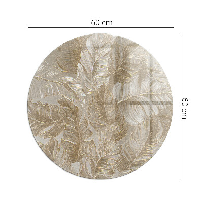 Glass hearth for stove round Leaves in subtle patterns