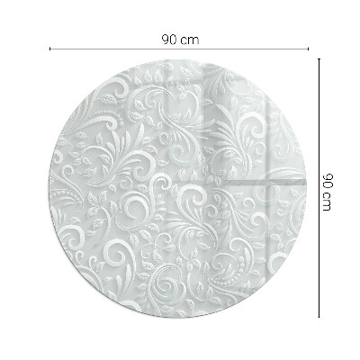 Glass hearth pad round Elegant plant pattern