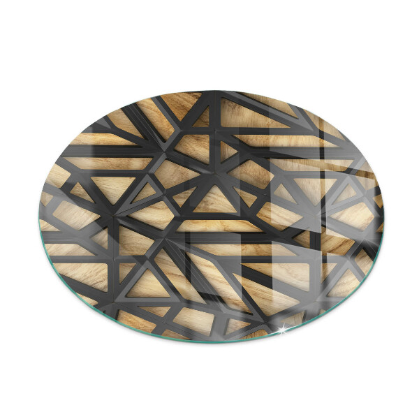 Glass hearth for stove round Geometry with wood