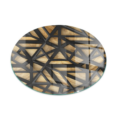 Glass hearth for stove round Geometry with wood