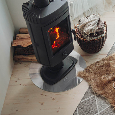 Glass hearth for stove round Abstract geometric pattern