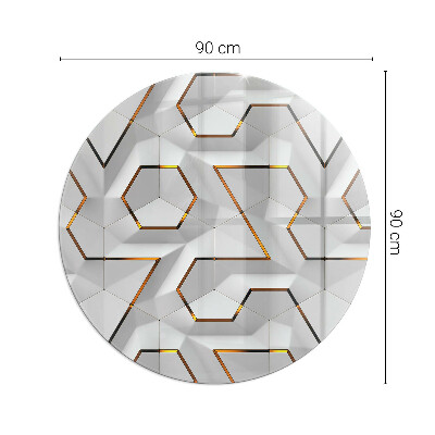 Glass hearth pad round Geometric 3D pattern