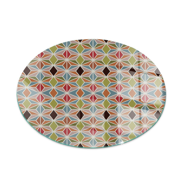 Glass hearth pad round Polygonal patterns in a grid
