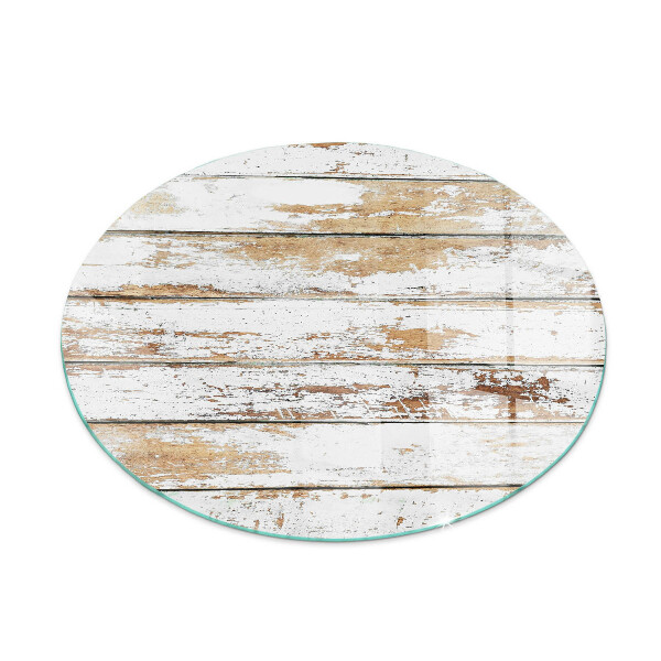 Glass hearth pad round A damaged wooden board