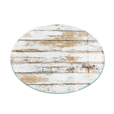 Glass hearth pad round A damaged wooden board