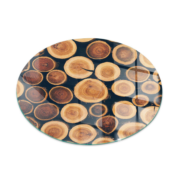 Glass hearth for stove round A box with cut wood