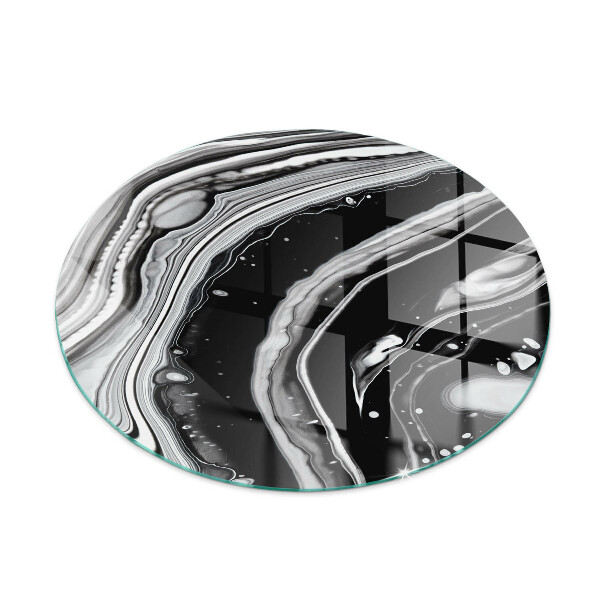 Glass hearth for stove round Abstract waves and lines